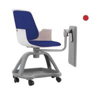 SILLA CONFIDENTE CON RUEDAS Y PALA ESCRITURA DE ROCADA 70X60X50 CM TAPIZADO COLOR ROJO