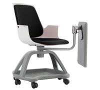 Silla Confidente Rocada con Ruedas y Pala Escritura Tapizado Negro - Ergonómica