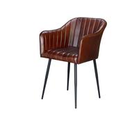 Silla cuero con patas de metal color marrón marrón.giner y colomer 82x56x55