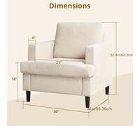Silla de acento color beige - Silla para dormitorio - Sillón con tapicería de lino y estructura de metal