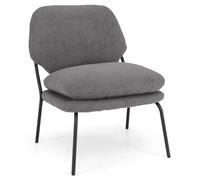 Silla de acento con tapicería de forro polar, altura del asiento de 48 cm, color gris