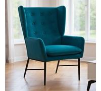 Silla de acento - Sillón - Silla - Silla de estar - Silla de comedor - Turquesa - Tapizado de terciopelo suave