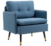 Silla de acento - Sillón - Silla - Silla reclinable - Silla para zona de estar - Azul con tapicería acolchada con botones - Funda desmontable
