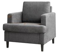 Silla de acento, tela de lino cómoda, estilo moderno, color gris oscuro