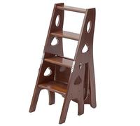 Silla de Biblioteca Plegable de Madera Multifuncional con Estante de Almacenamiento, Taburete 3 en 1 y Escalera de exhibición para el hogar, Capacidad de 331 Libras, Color marrón