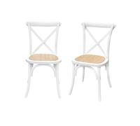 Silla De Bistró Vintage De Madera, Set De 2, Blanco