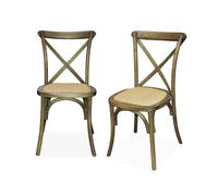 Silla de bistró vintage de madera, set de 2 Marrón viejo