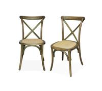 Silla de bistró vintage de madera, set de 2 Marrón viejo