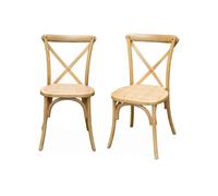 Silla de bistró vintage de madera, set de 2 natural - 48.5x53.5x88.5 cm