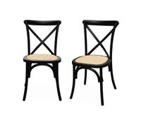 Silla de bistró vintage de madera, set de 2 Negro