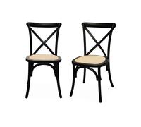 Silla de bistró vintage de madera, set de 2 Negro