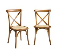 Silla de bistró vintage de madera, set de 2 Nogal