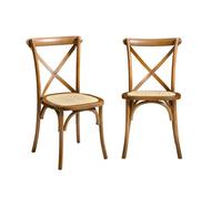 Silla de bistró vintage de madera, set de 2 nogal - 48.5x53.5x88.5 cm