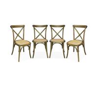 Silla De Bistró Vintage De Madera, Set De 4, Marrón Viejo