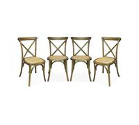 Silla de bistró vintage de madera, set de 4 marrón viejo - 48.5x53.5x88.5 cm
