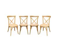 Silla De Bistró Vintage De Madera, Set De 4, Natural