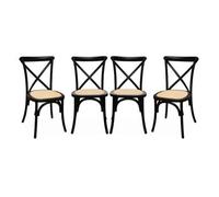 Silla De Bistró Vintage De Madera, Set De 4, Negro