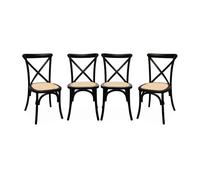 Silla De Bistró Vintage De Madera, Set De 4, Negro