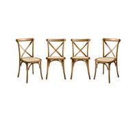 Silla de bistró vintage de madera, set de 4 nogal - 48.5x53.5x88.5 cm