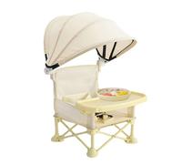 Silla de césped con bandeja, tela de acero al carbono, 31 x 31 x 37 cm, silla de alimentación plegable para exteriores, asiento portátil con toldo, bandeja de aperitivos, elevador de viaje, para