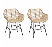 Silla De Comedor 2 Pcs Ratan E Hierro Natural 55 X 50 X 74 Cm Vidaxl