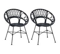 Silla De Comedor 2 Pcs Ratan E Hierro Negro 54 X 65 X 82 Cm Vidaxl