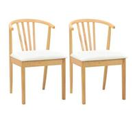 vidaXL Juego de 2 sillas de comedor. Madera de caucho maciza, color natural y blanco