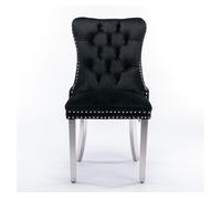 Silla de comedor 2 unidades - moderna, acolchada en terciopelo con patas cromadas - negro y cromo