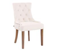 CLP Trading GmbH Silla Aberdeen tapizada en terciopelo, base de madera, crema envejecido claro