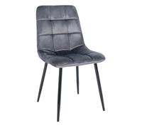 CLP Silla de Comedor tapizada Antibes, Silla de Cocina con Terciopelo, Respaldo y Estructura de Metal Negro, soporta hasta 150 kg Color:Gris Oscuro