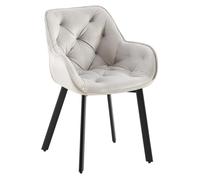Silla de comedor antigo con funda de terciopelo gris 62x57x84 cm