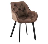 Silla de comedor antigo con funda de terciopelo marrón 62x57x84 cm