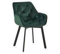 Silla de comedor antigo con funda de terciopelo verde 62x57x84 cm