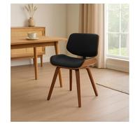 CLP Silla de Comedor Funda de Tela Beverley, Silla de Cocina con Madera Curvada, con Respaldo, tapizada Color:Nuez/Negro
