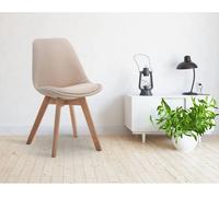 Silla de comedor borneo v2 en tela crema 55x48x84 cm