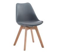 Silla de visita CLP Borneo V2, tapizada en cuero sintético con asiento de plástico | Color: gris. Estructura: color natural