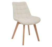 CLP Silla de Comedor tapizada Brook con Respaldo, Silla de Cocina en Pana y Base de Madera, Resistente hasta 150kg Color:Beige