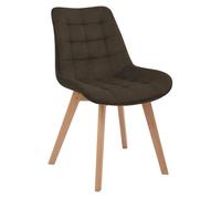 CLP Silla de Comedor tapizada Brook con Respaldo, Silla de Cocina en Pana y Base de Madera, Resistente hasta 150kg Color:marrón