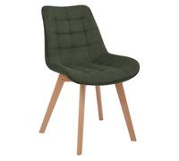 CLP Silla de Comedor tapizada Brook con Respaldo, Silla de Cocina en Pana y Base de Madera, Resistente hasta 150kg Color:Verde Claro
