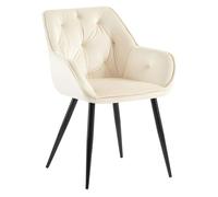 Silla de comedor cassis con funda de terciopelo crema 58x56x81 cm