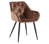 Silla de comedor cassis con funda de terciopelo marrón 58x56x81 cm