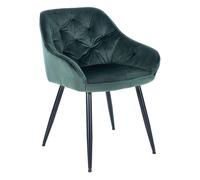 Silla de comedor cassis con funda de terciopelo verde 58x56x81 cm
