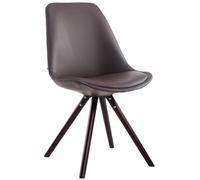 Silla de comedor CLP Laval, de diseño redondo, con cojín en el asiento y patas de madera redondas, en color marrón. Estructura en color cappuccino