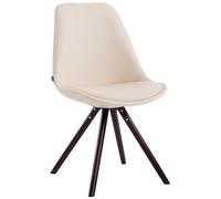 Silla de comedor CLP Laval, diseño redondo, con cojín en el asiento y patas de madera redondas, estructura color crema y acabado color cappuccino