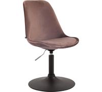 Silla de comedor CLP Maverick, tapizada en terciopelo, giratoria y con ajuste de altura continuo, color rosa. Estructura en color