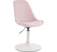 Silla de comedor CLP Maverick, tapizada en terciopelo, giratoria y con ajuste de altura continuo, color rosa. Estructura en blanco