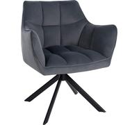 Silla de comedor CLP modelo Swing, giratoria, con reposabrazos y función de reclinación, en color crema, con estructura negra