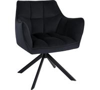 Silla de comedor CLP, modelo Swing, giratoria, con reposabrazos y función de retorno automático. Color: negro. Color del marco: negro