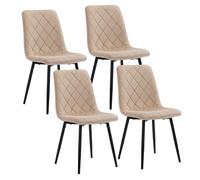 Relaxdays Sillas Comedor, 4 uds, Terciopelo, Patas Metal, 120 kg, Beige
