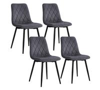 Relaxdays Juego 4 sillas Comedor, Terciopelo, Patas Metal 120 kg, Antracita